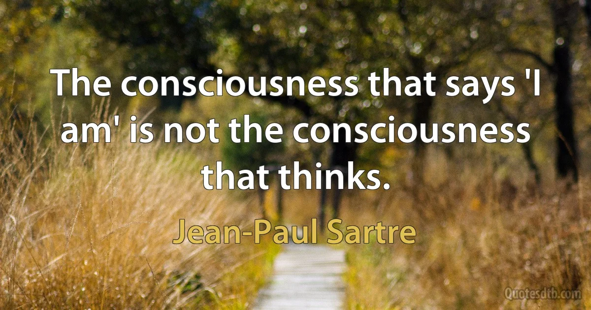 The consciousness that says 'I am' is not the consciousness that thinks. (Jean-Paul Sartre)