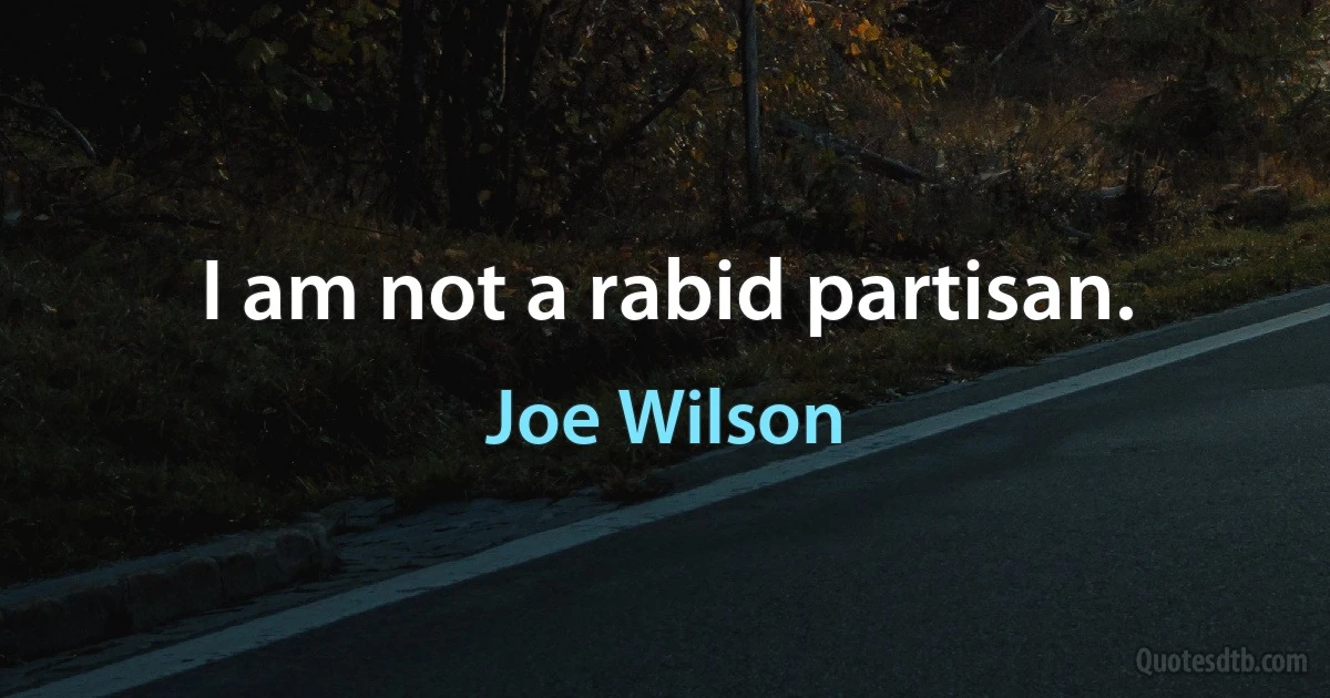 I am not a rabid partisan. (Joe Wilson)