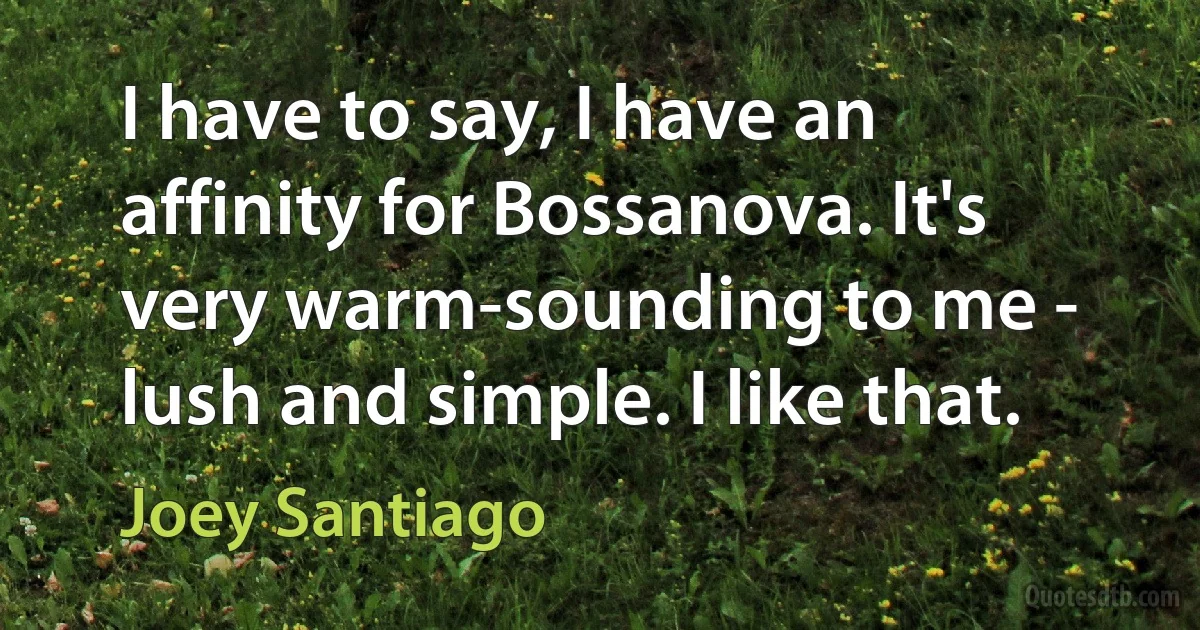 I have to say, I have an affinity for Bossanova. It's very warm-sounding to me - lush and simple. I like that. (Joey Santiago)