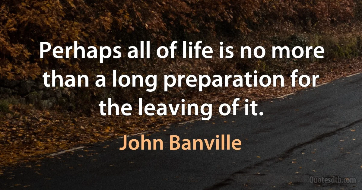 Perhaps all of life is no more than a long preparation for the leaving of it. (John Banville)