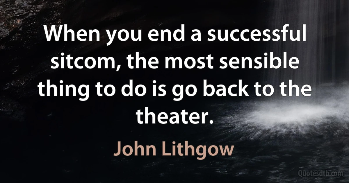 When you end a successful sitcom, the most sensible thing to do is go back to the theater. (John Lithgow)