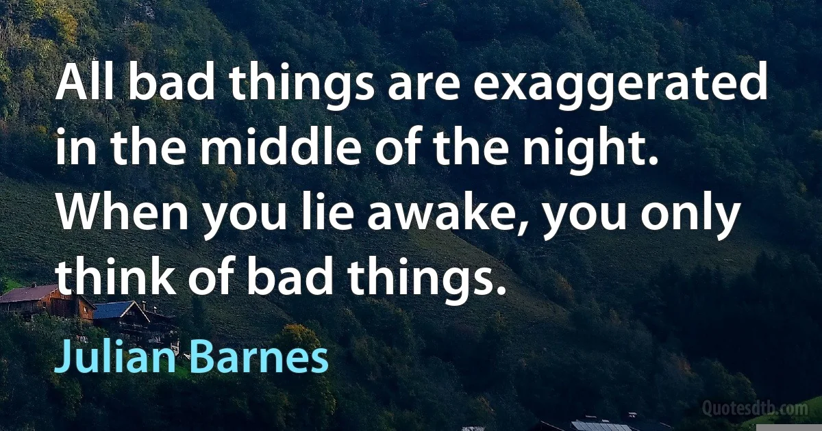 All bad things are exaggerated in the middle of the night. When you lie awake, you only think of bad things. (Julian Barnes)