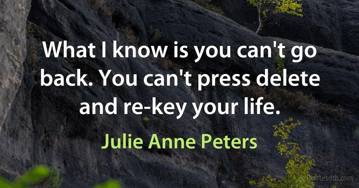 What I know is you can't go back. You can't press delete and re-key your life. (Julie Anne Peters)