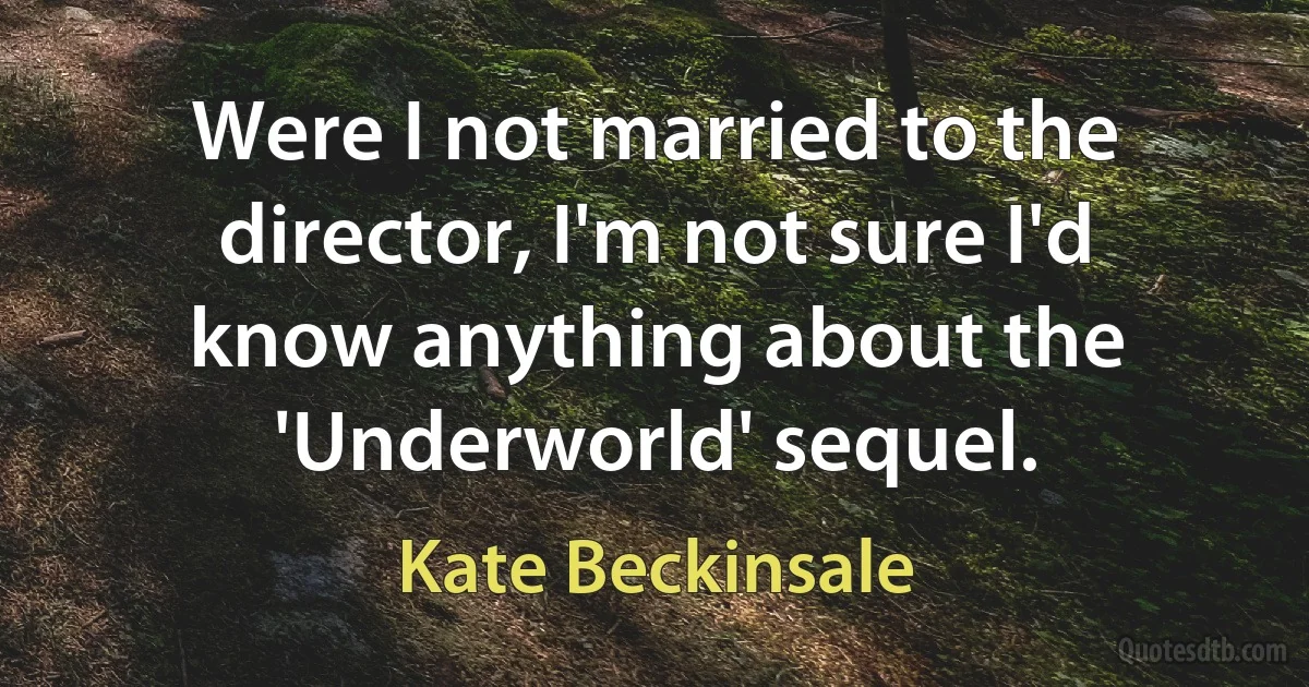 Were I not married to the director, I'm not sure I'd know anything about the 'Underworld' sequel. (Kate Beckinsale)