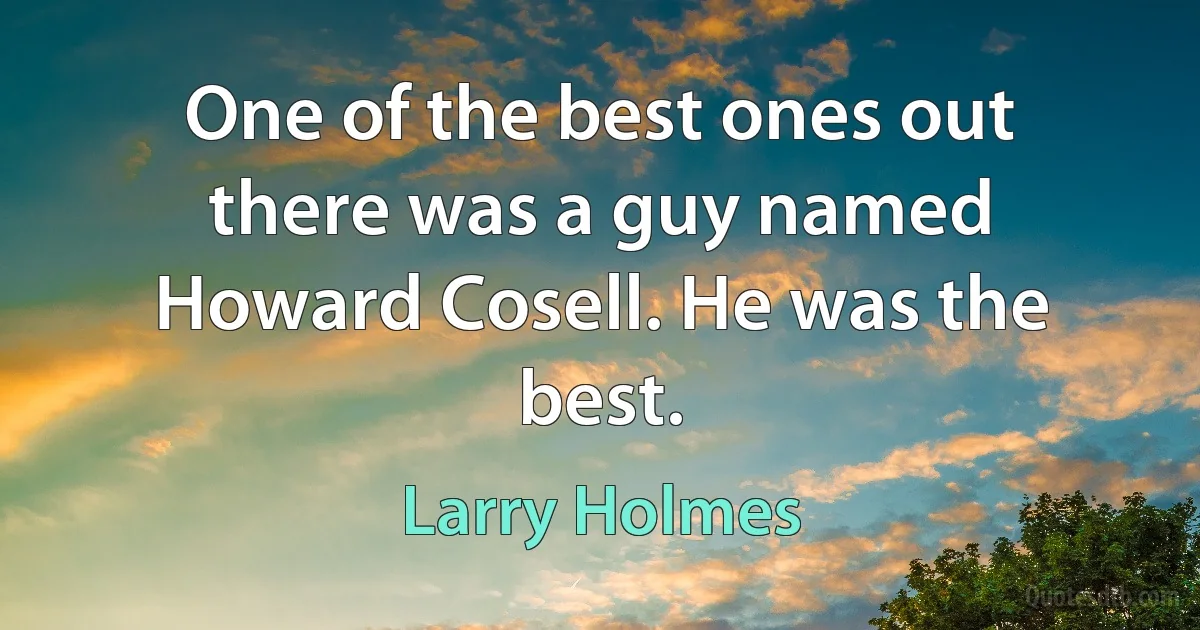 One of the best ones out there was a guy named Howard Cosell. He was the best. (Larry Holmes)