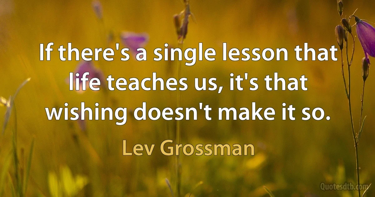 If there's a single lesson that life teaches us, it's that wishing doesn't make it so. (Lev Grossman)