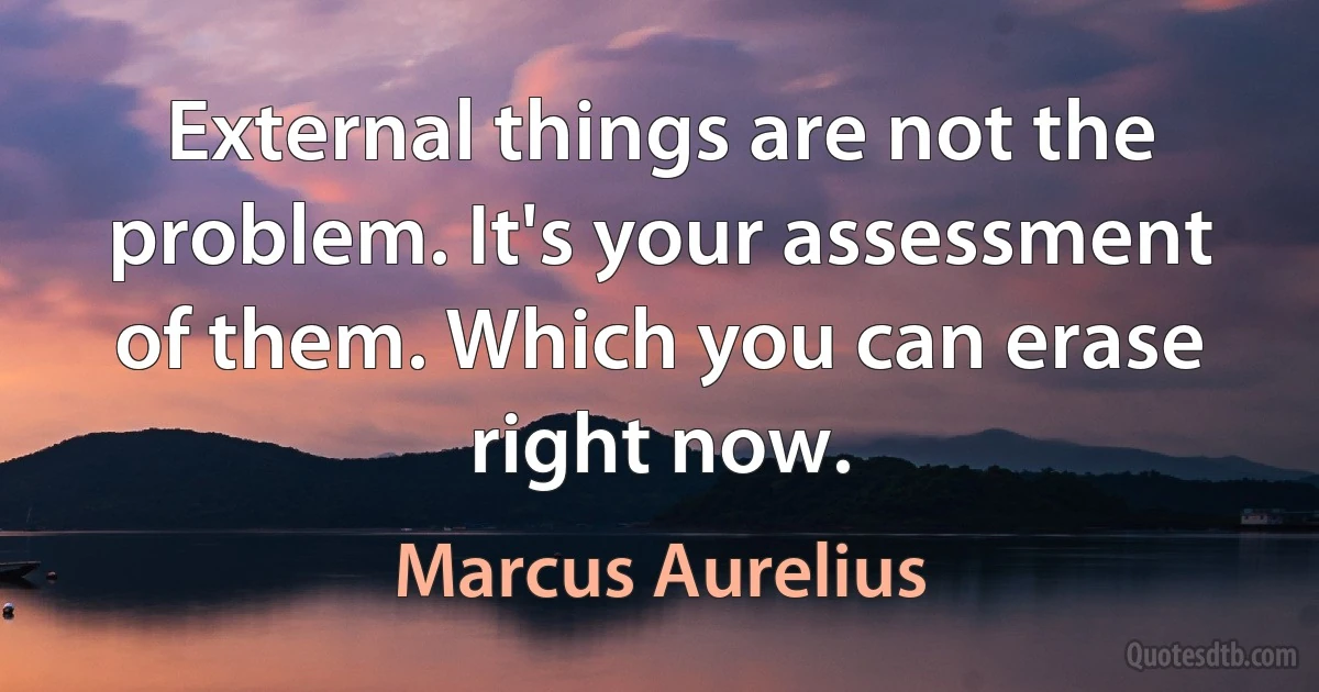 External things are not the problem. It's your assessment of them. Which you can erase right now. (Marcus Aurelius)