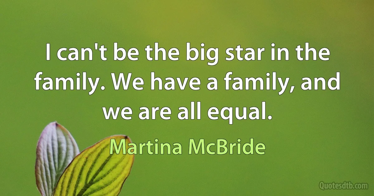 I can't be the big star in the family. We have a family, and we are all equal. (Martina McBride)