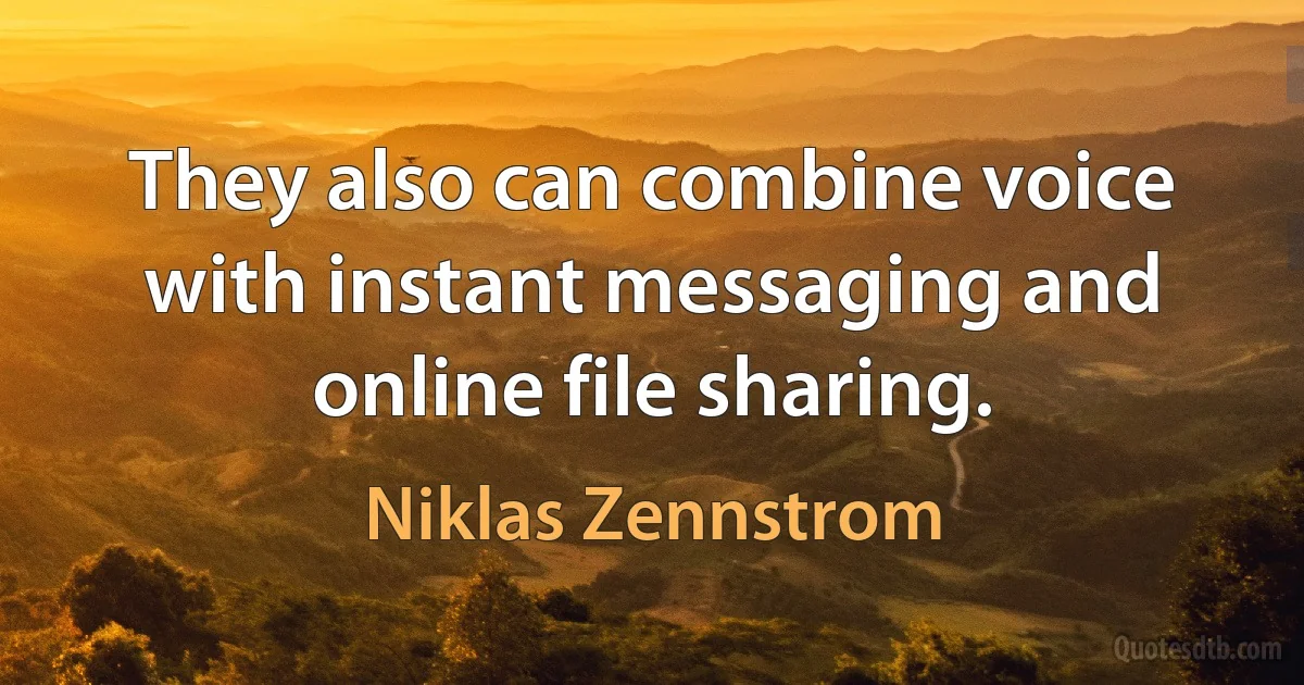 They also can combine voice with instant messaging and online file sharing. (Niklas Zennstrom)