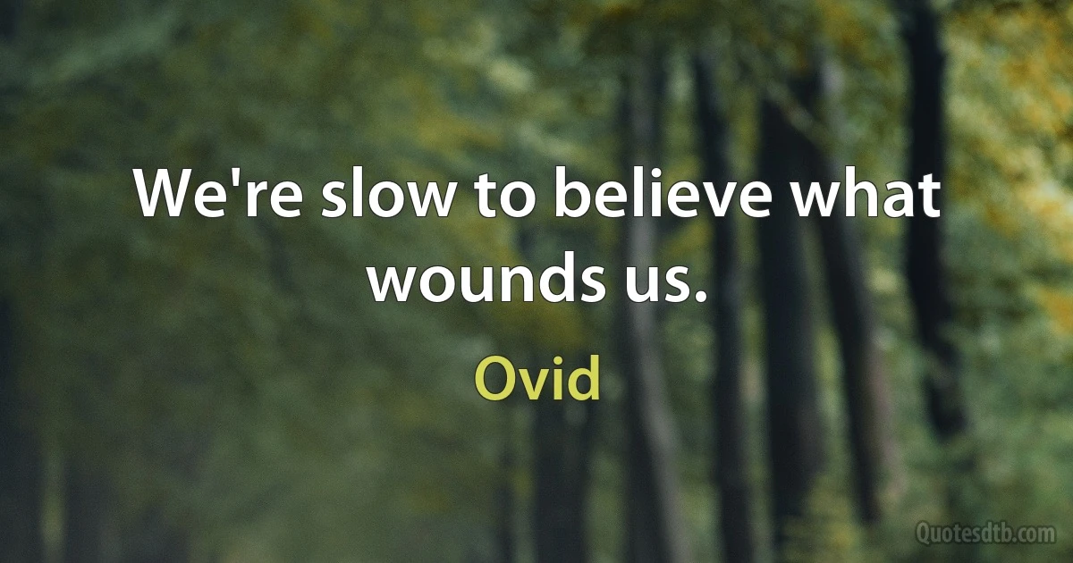 We're slow to believe what wounds us. (Ovid)