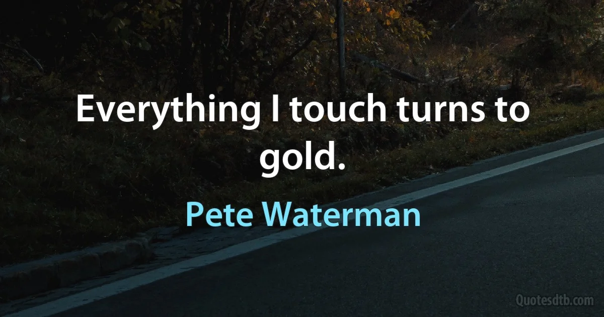 Everything I touch turns to gold. (Pete Waterman)