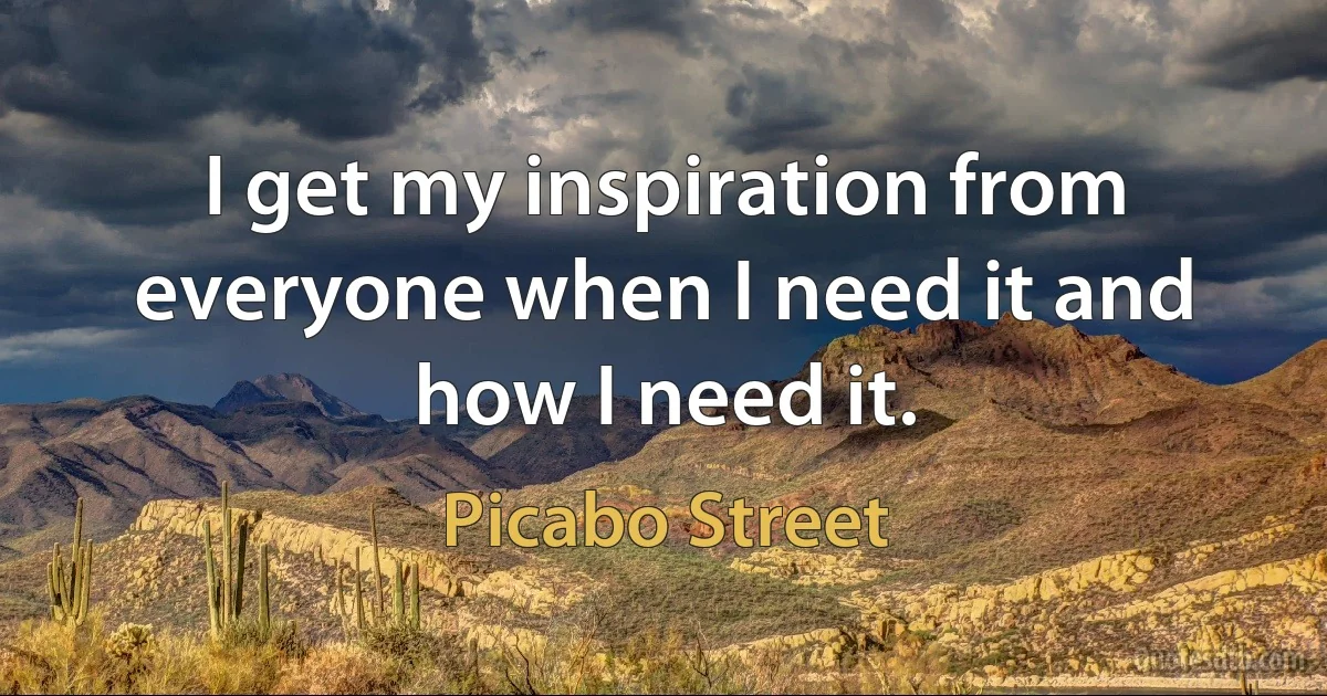 I get my inspiration from everyone when I need it and how I need it. (Picabo Street)