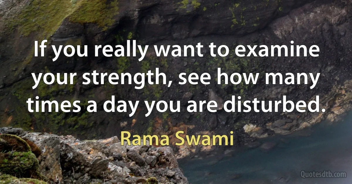 If you really want to examine your strength, see how many times a day you are disturbed. (Rama Swami)