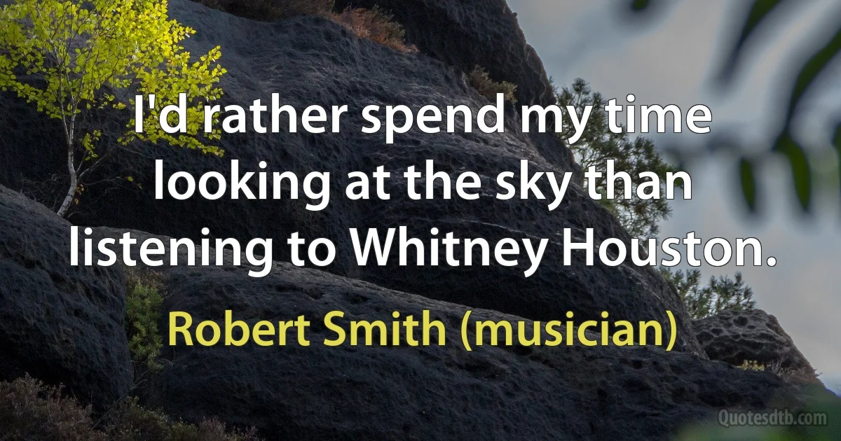 I'd rather spend my time looking at the sky than listening to Whitney Houston. (Robert Smith (musician))