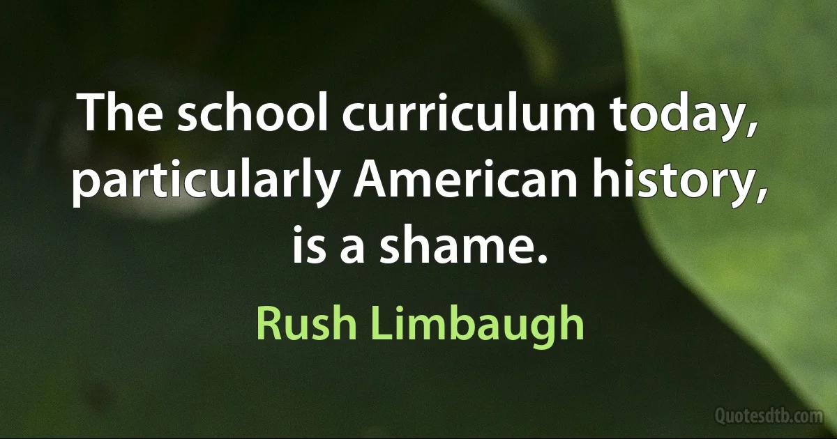 The school curriculum today, particularly American history, is a shame. (Rush Limbaugh)