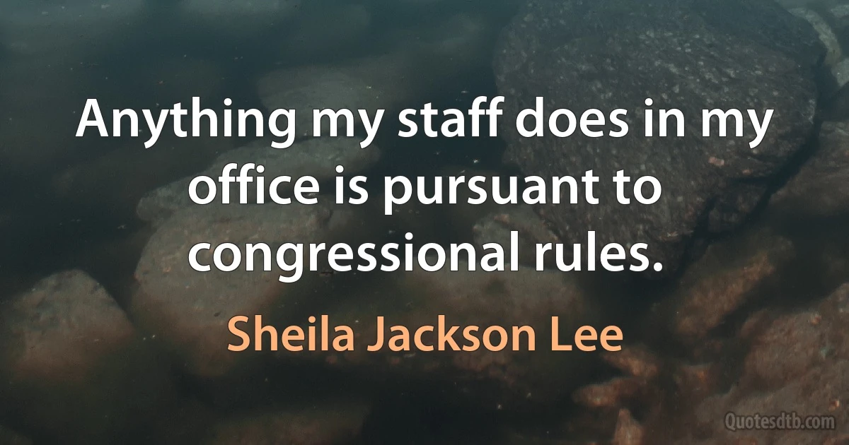 Anything my staff does in my office is pursuant to congressional rules. (Sheila Jackson Lee)