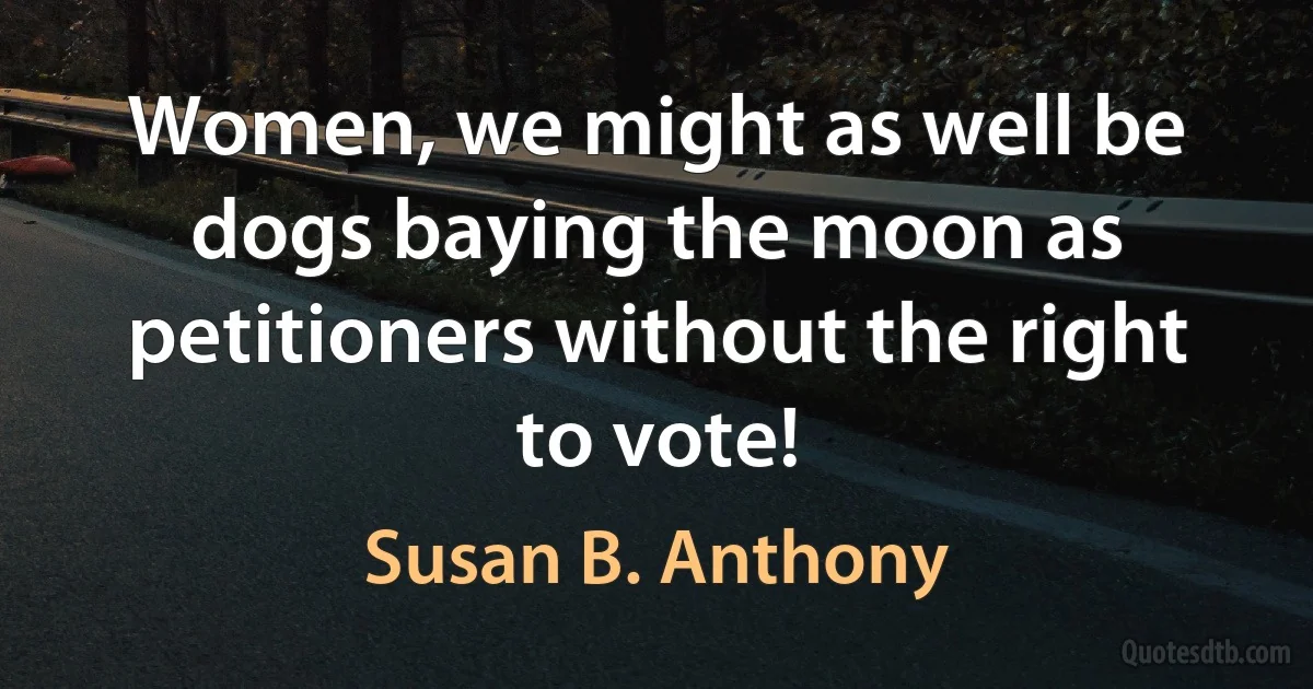 Women, we might as well be dogs baying the moon as petitioners without the right to vote! (Susan B. Anthony)