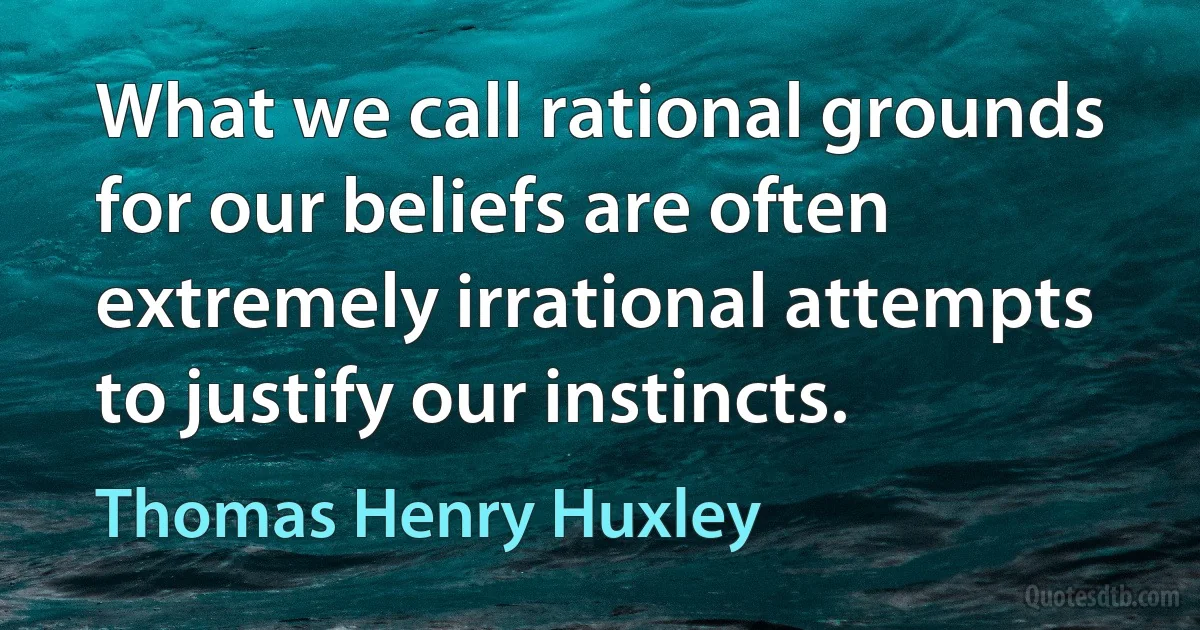 What we call rational grounds for our beliefs are often extremely irrational attempts to justify our instincts. (Thomas Henry Huxley)