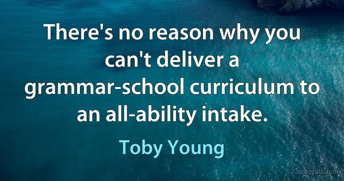 There's no reason why you can't deliver a grammar-school curriculum to an all-ability intake. (Toby Young)