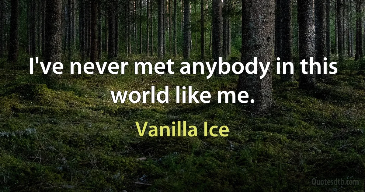 I've never met anybody in this world like me. (Vanilla Ice)