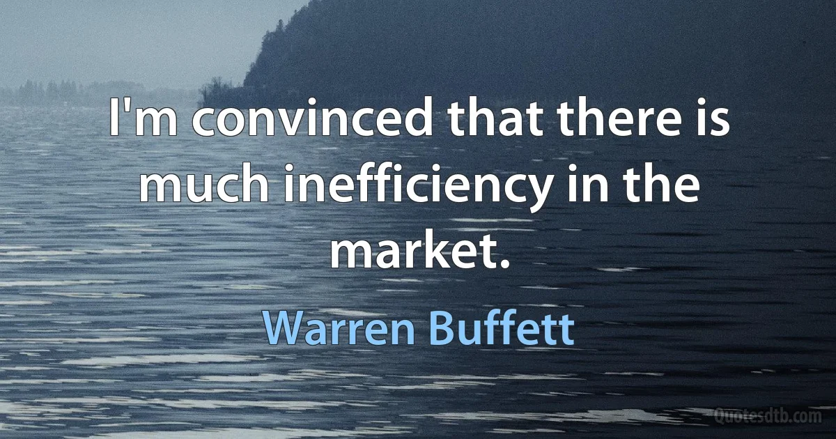 I'm convinced that there is much inefficiency in the market. (Warren Buffett)