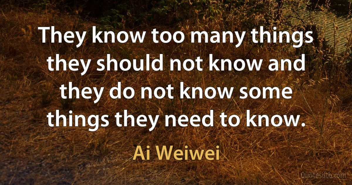 They know too many things they should not know and they do not know some things they need to know. (Ai Weiwei)