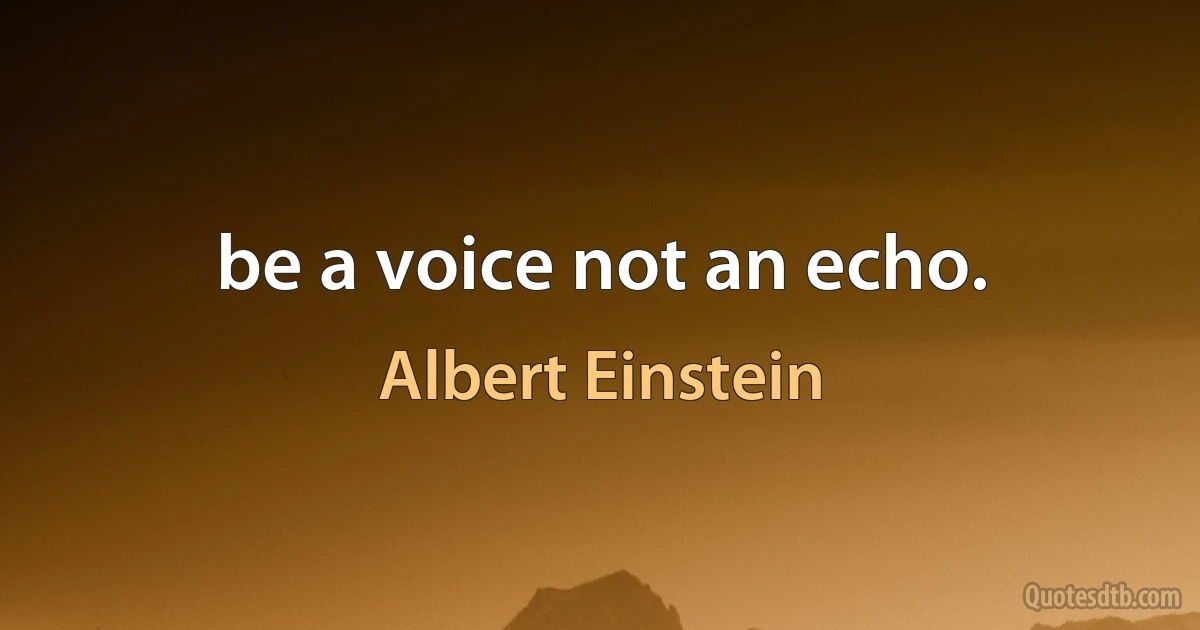 be a voice not an echo. (Albert Einstein)