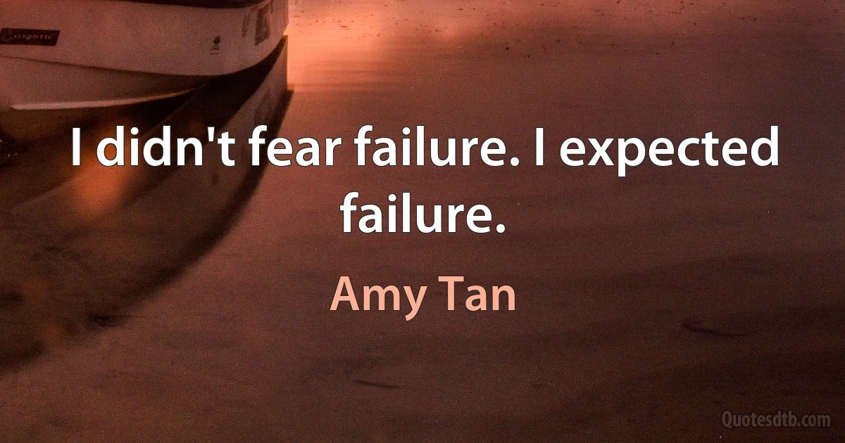 I didn't fear failure. I expected failure. (Amy Tan)