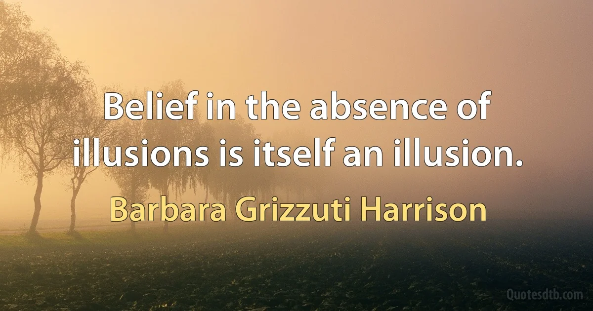 Belief in the absence of illusions is itself an illusion. (Barbara Grizzuti Harrison)