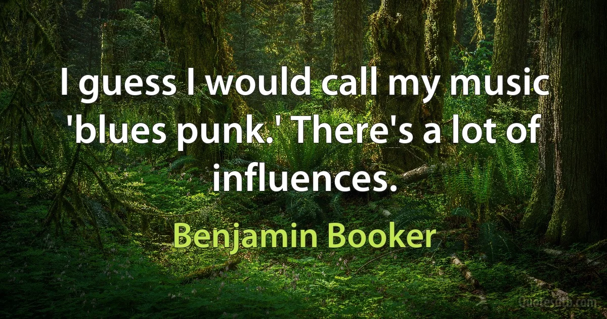 I guess I would call my music 'blues punk.' There's a lot of influences. (Benjamin Booker)