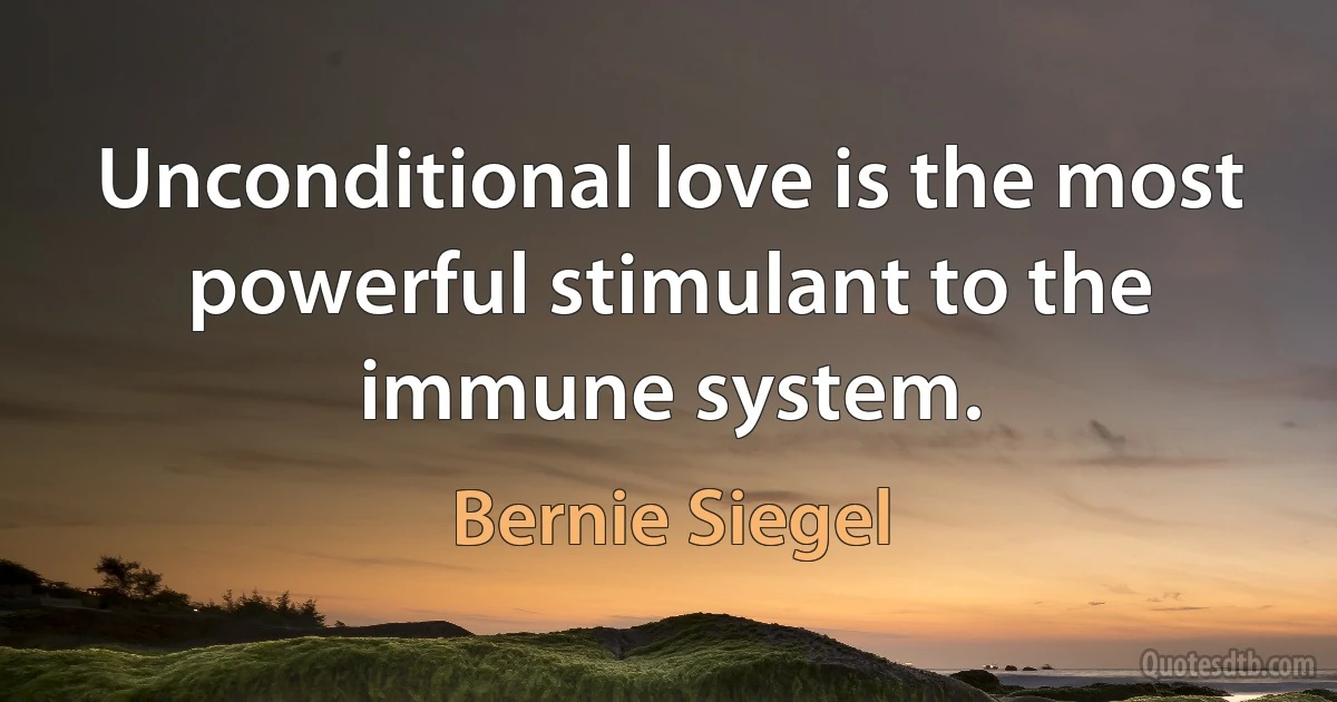 Unconditional love is the most powerful stimulant to the immune system. (Bernie Siegel)