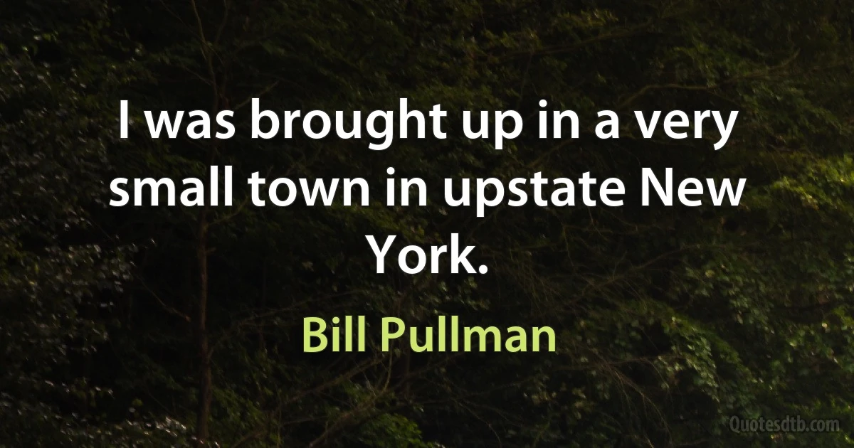 I was brought up in a very small town in upstate New York. (Bill Pullman)