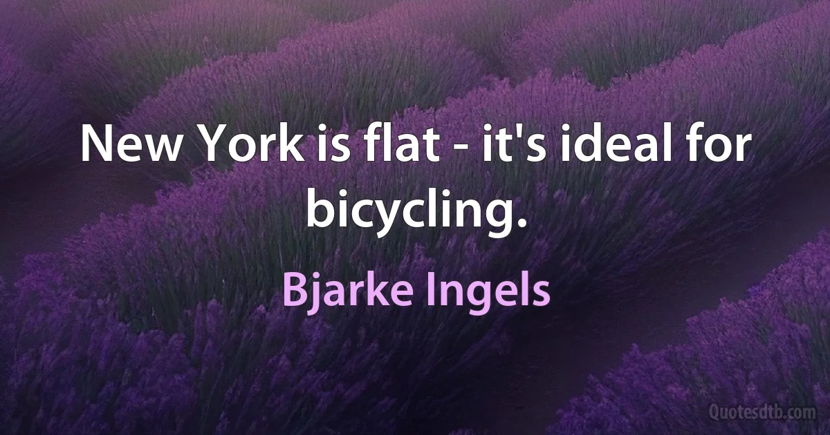 New York is flat - it's ideal for bicycling. (Bjarke Ingels)