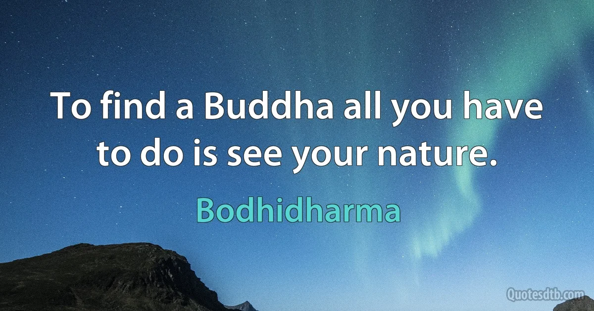 To find a Buddha all you have to do is see your nature. (Bodhidharma)