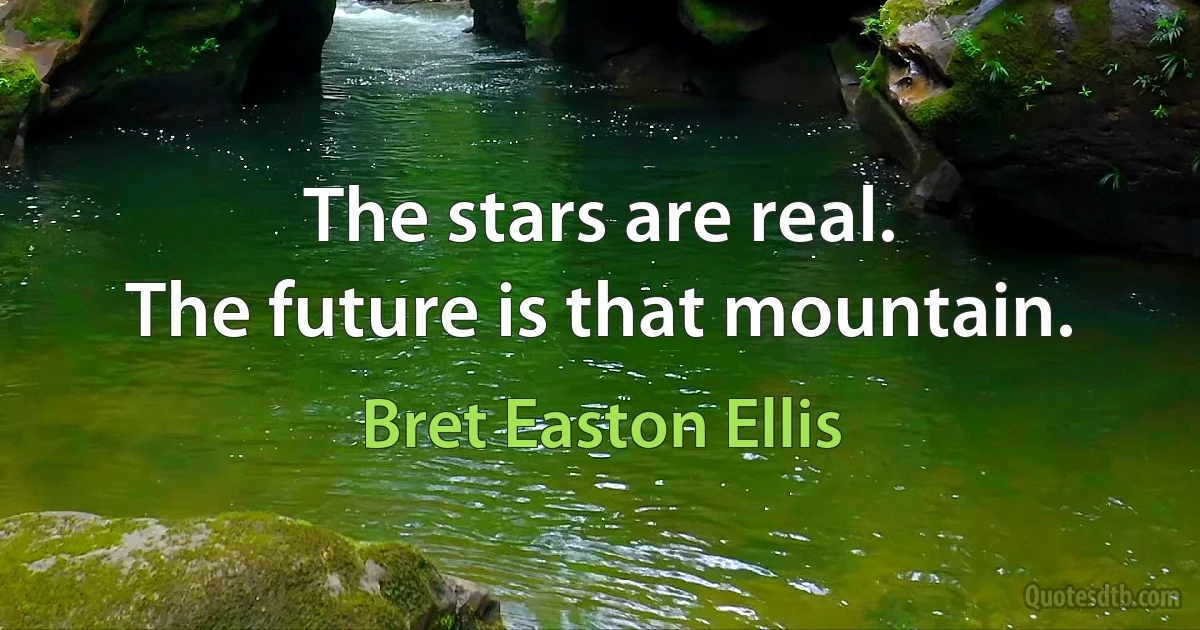 The stars are real.
The future is that mountain. (Bret Easton Ellis)