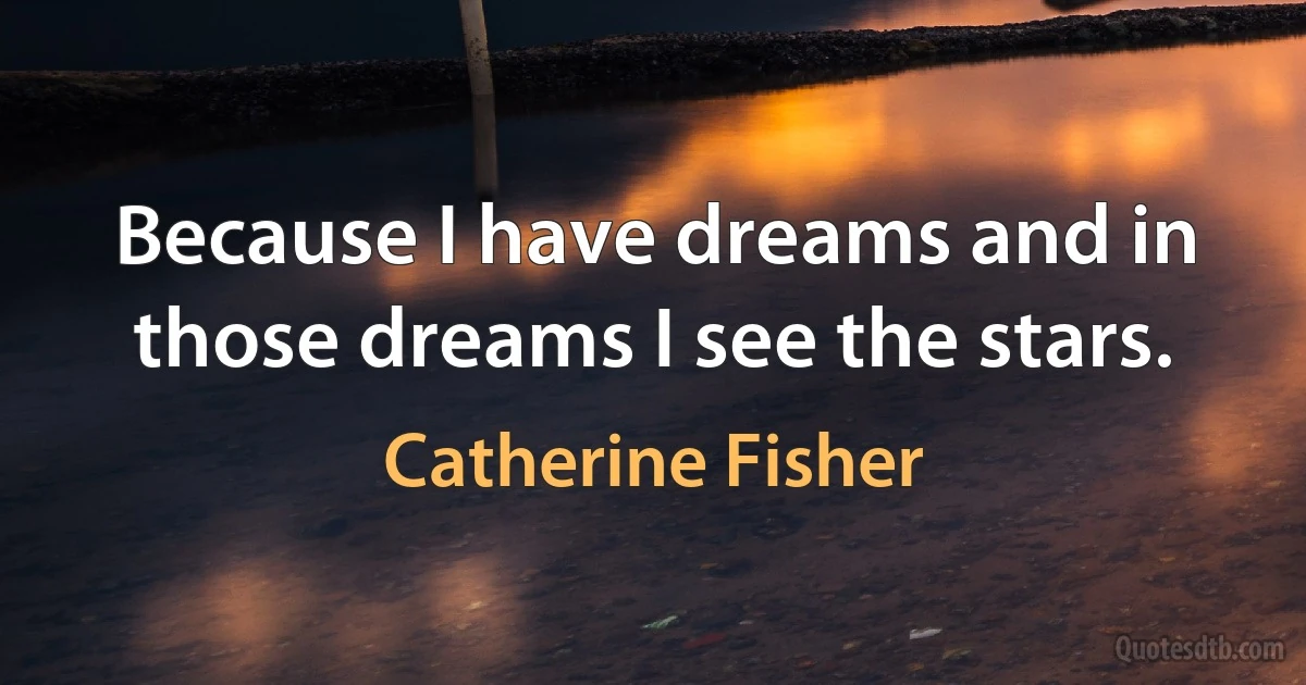 Because I have dreams and in those dreams I see the stars. (Catherine Fisher)