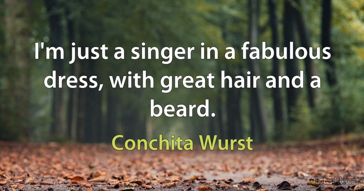 I'm just a singer in a fabulous dress, with great hair and a beard. (Conchita Wurst)