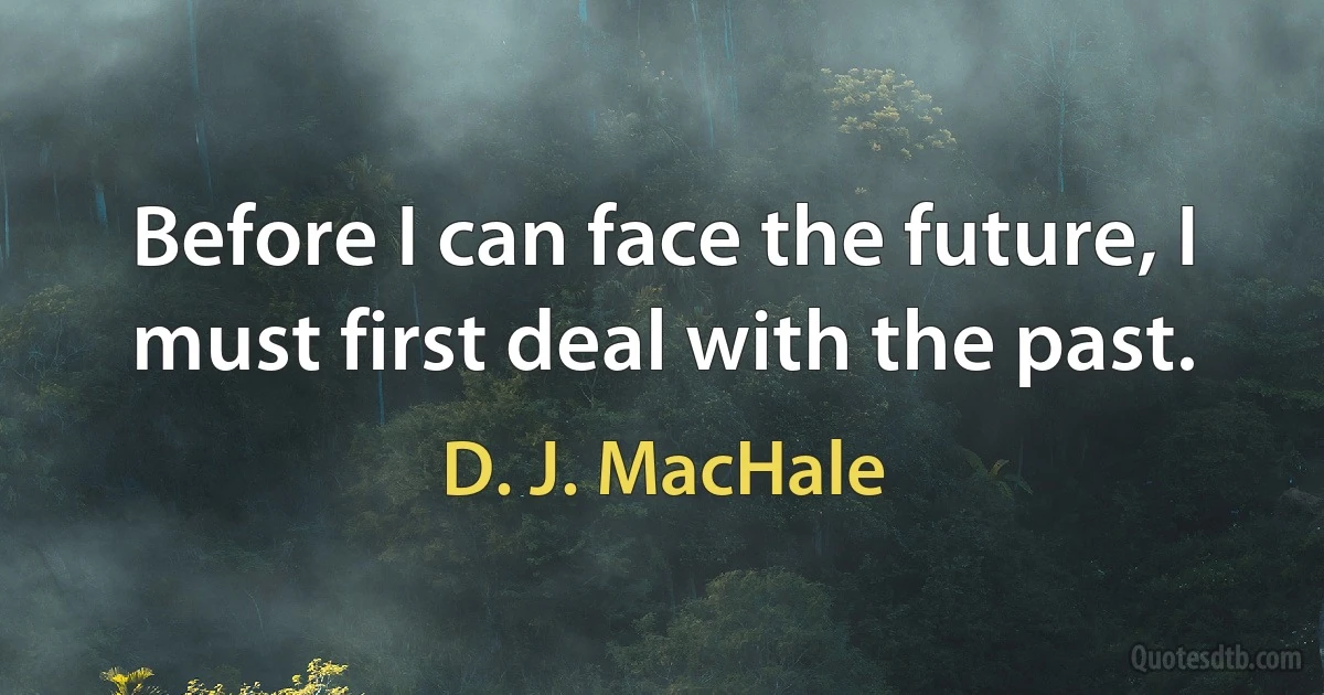 Before I can face the future, I must first deal with the past. (D. J. MacHale)