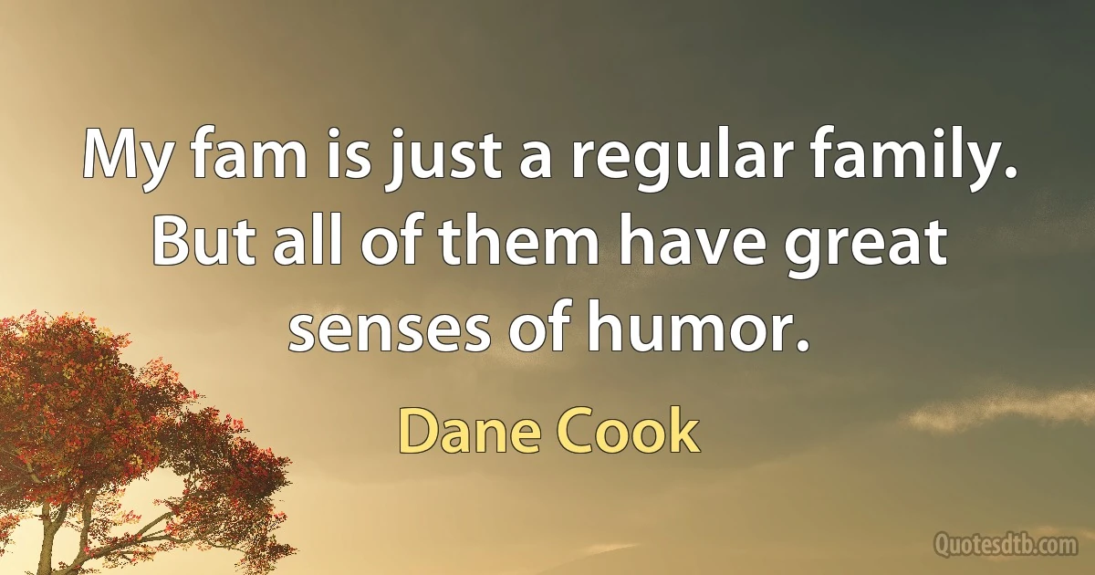 My fam is just a regular family. But all of them have great senses of humor. (Dane Cook)