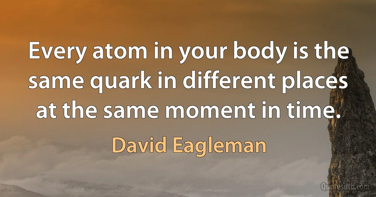 Every atom in your body is the same quark in different places at the same moment in time. (David Eagleman)