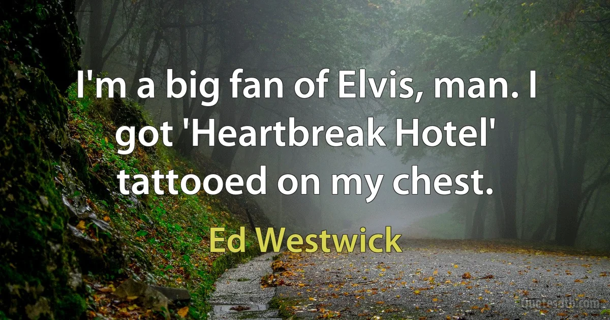 I'm a big fan of Elvis, man. I got 'Heartbreak Hotel' tattooed on my chest. (Ed Westwick)