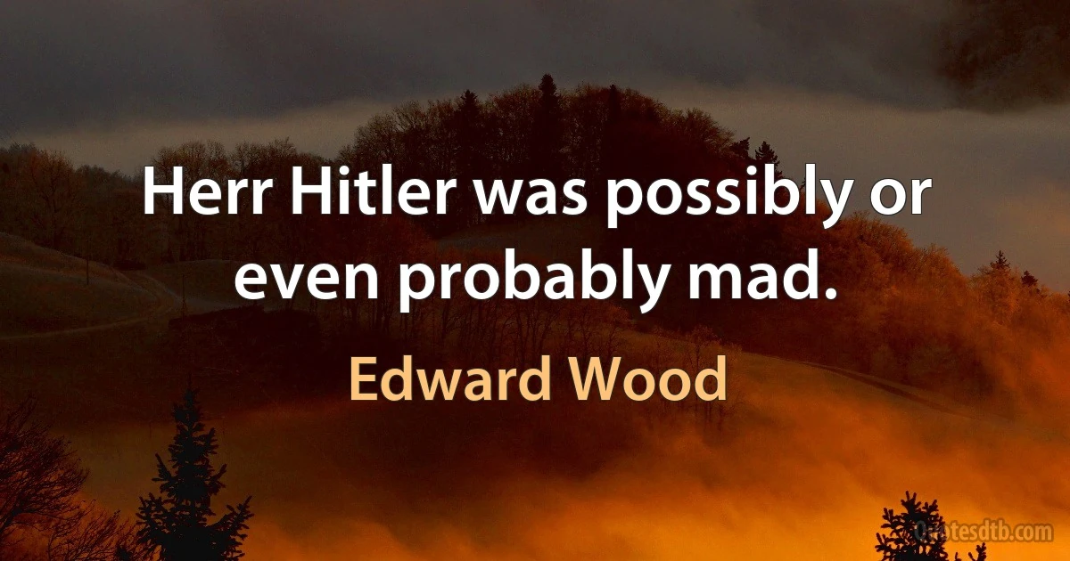 Herr Hitler was possibly or even probably mad. (Edward Wood)