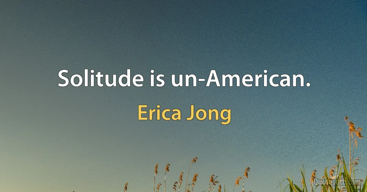 Solitude is un-American. (Erica Jong)