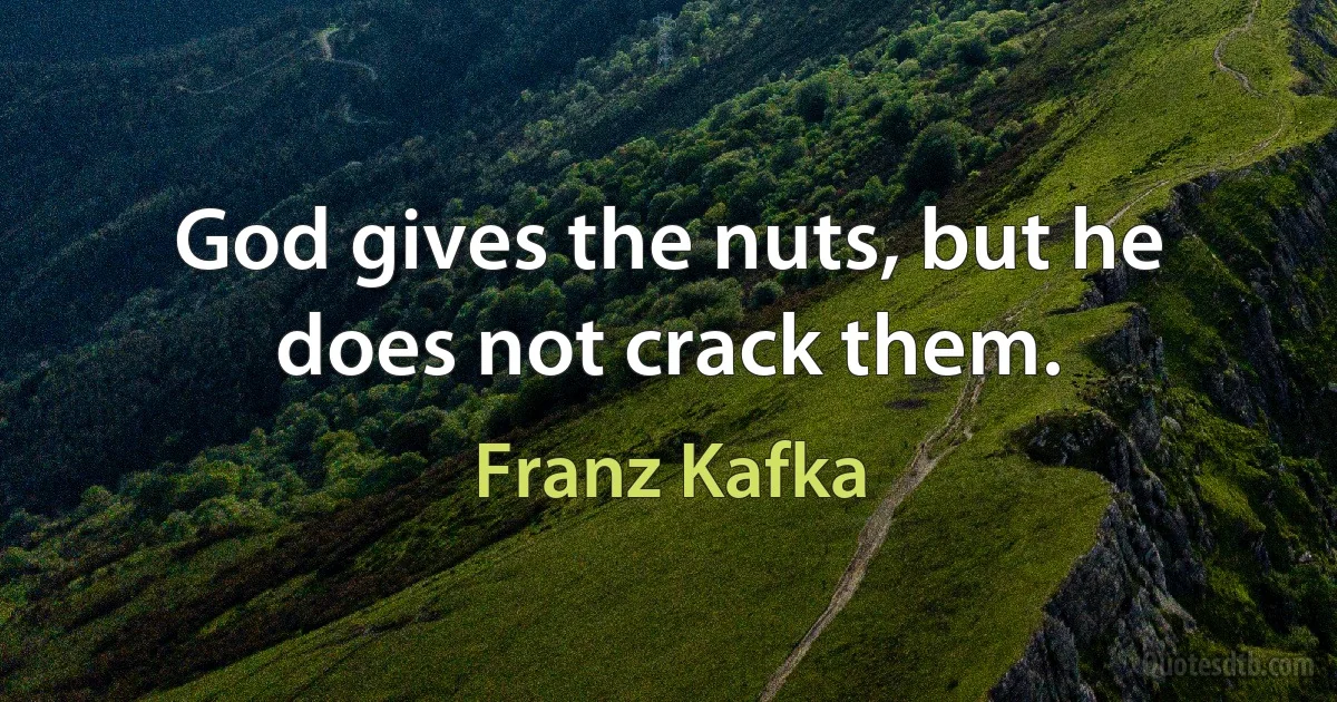 God gives the nuts, but he does not crack them. (Franz Kafka)