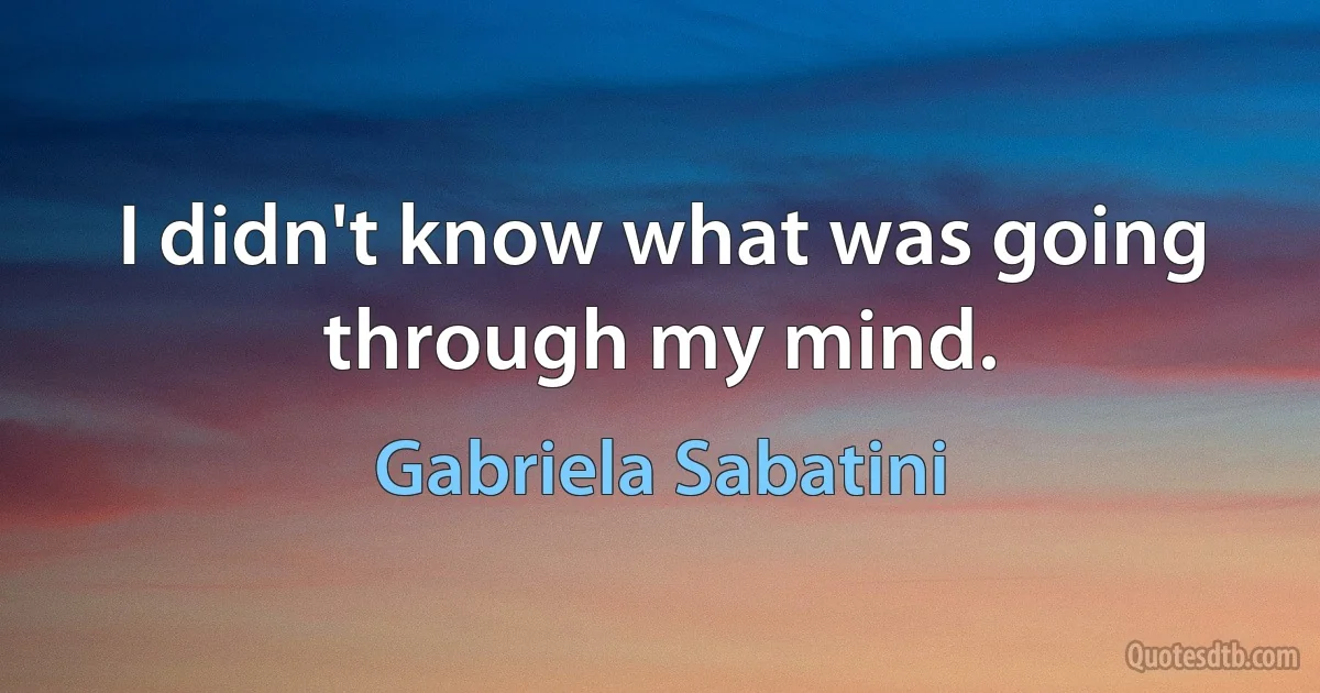 I didn't know what was going through my mind. (Gabriela Sabatini)