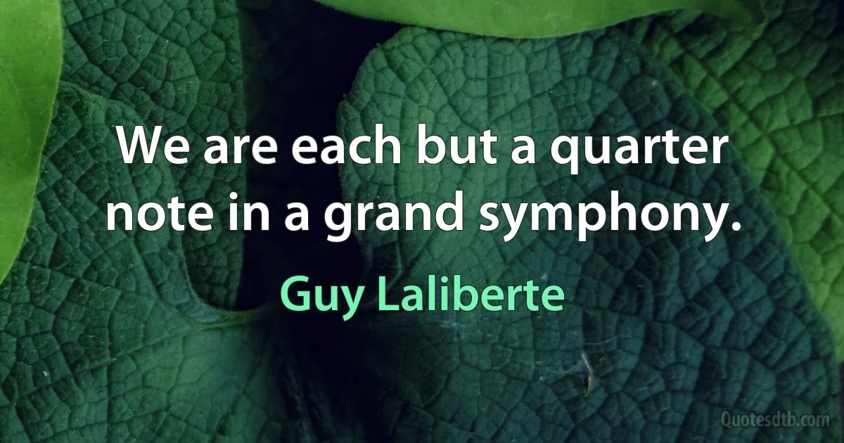 We are each but a quarter note in a grand symphony. (Guy Laliberte)