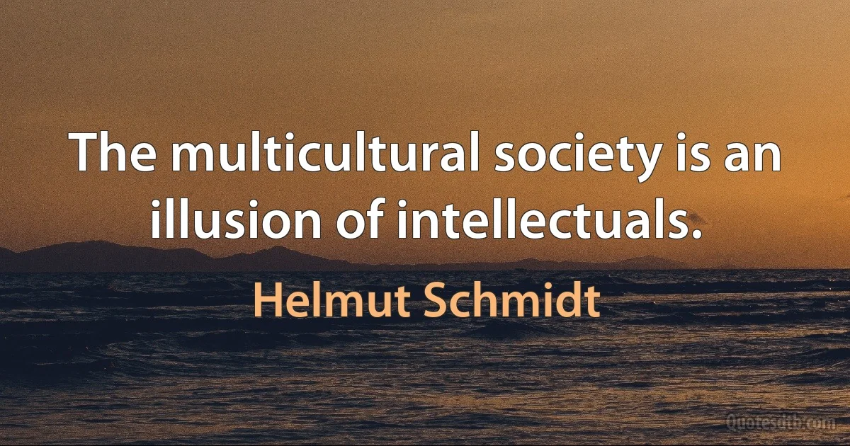 The multicultural society is an illusion of intellectuals. (Helmut Schmidt)