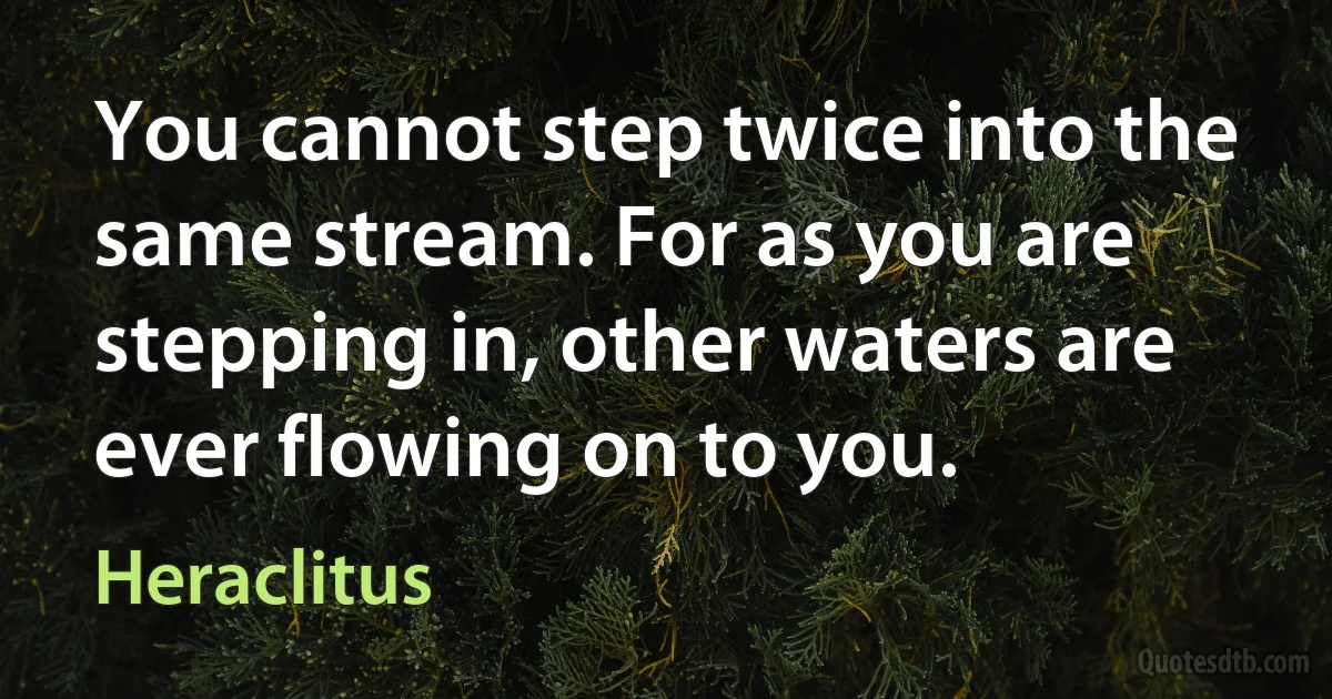 You cannot step twice into the same stream. For as you are stepping in, other waters are ever flowing on to you. (Heraclitus)