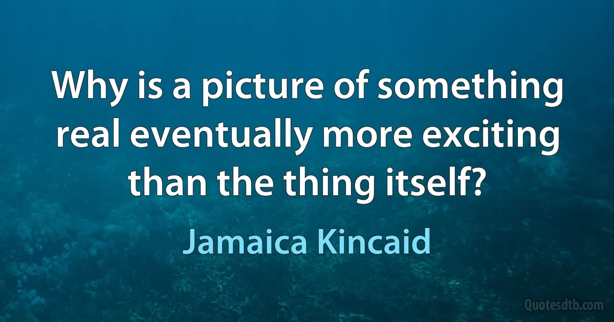 Why is a picture of something real eventually more exciting than the thing itself? (Jamaica Kincaid)