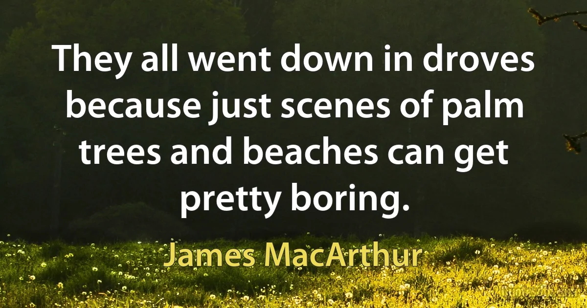 They all went down in droves because just scenes of palm trees and beaches can get pretty boring. (James MacArthur)